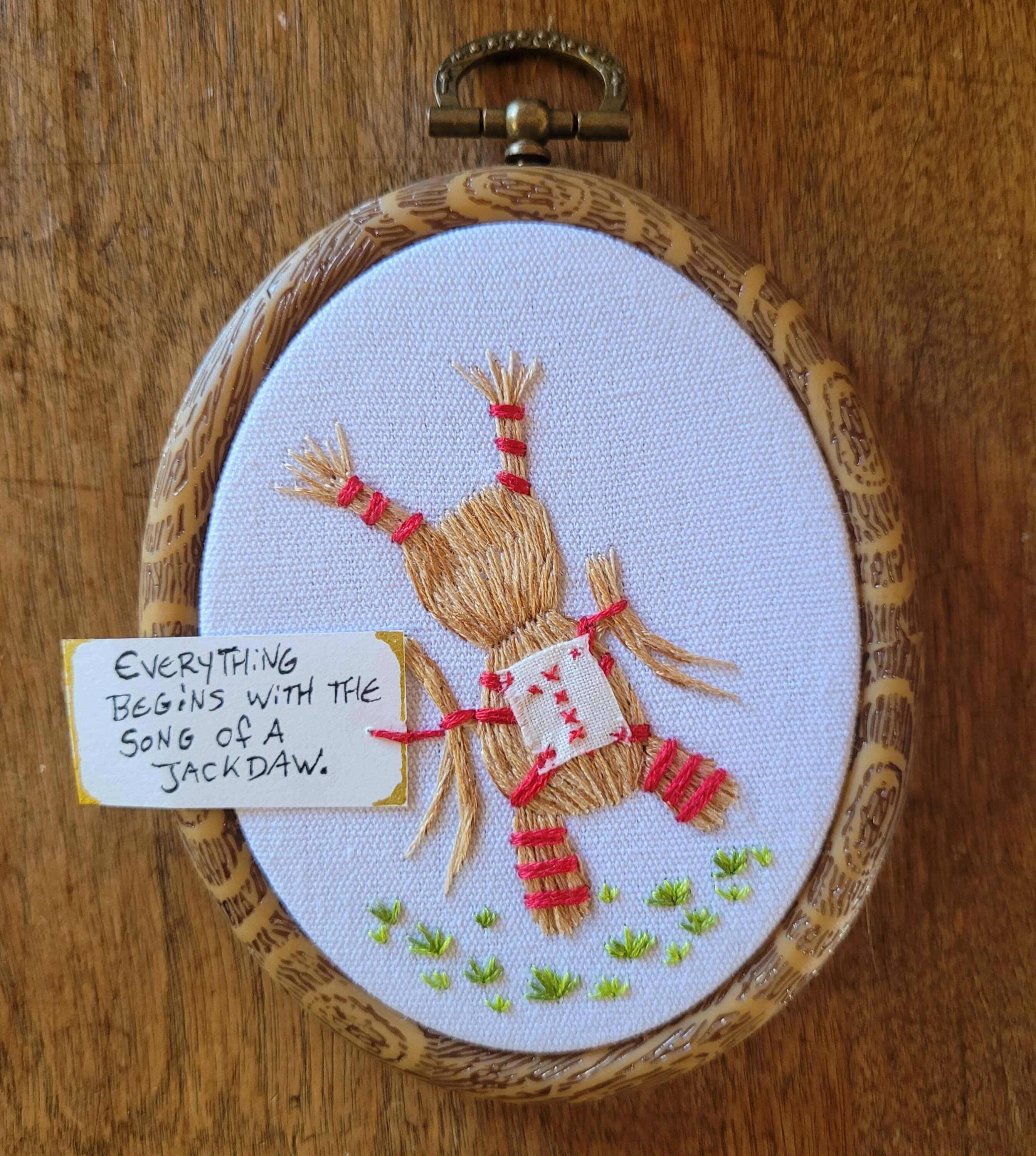 Jackdaw” Little Misfortune embroidery in 4 by 5 inch hoop